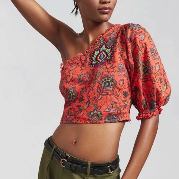 Farm Rio One Shoulder Crop Top NEW WITH TAG, XS - Picture 5 of 7